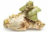 Lustrous, Yellow Apatite Crystals With Feldspar - Morocco #221045-1